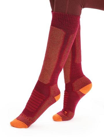 Women's Icebreaker Merino Ski+ Medium Over the Calf Socks Cherry / Flash | CA 1528CTVE